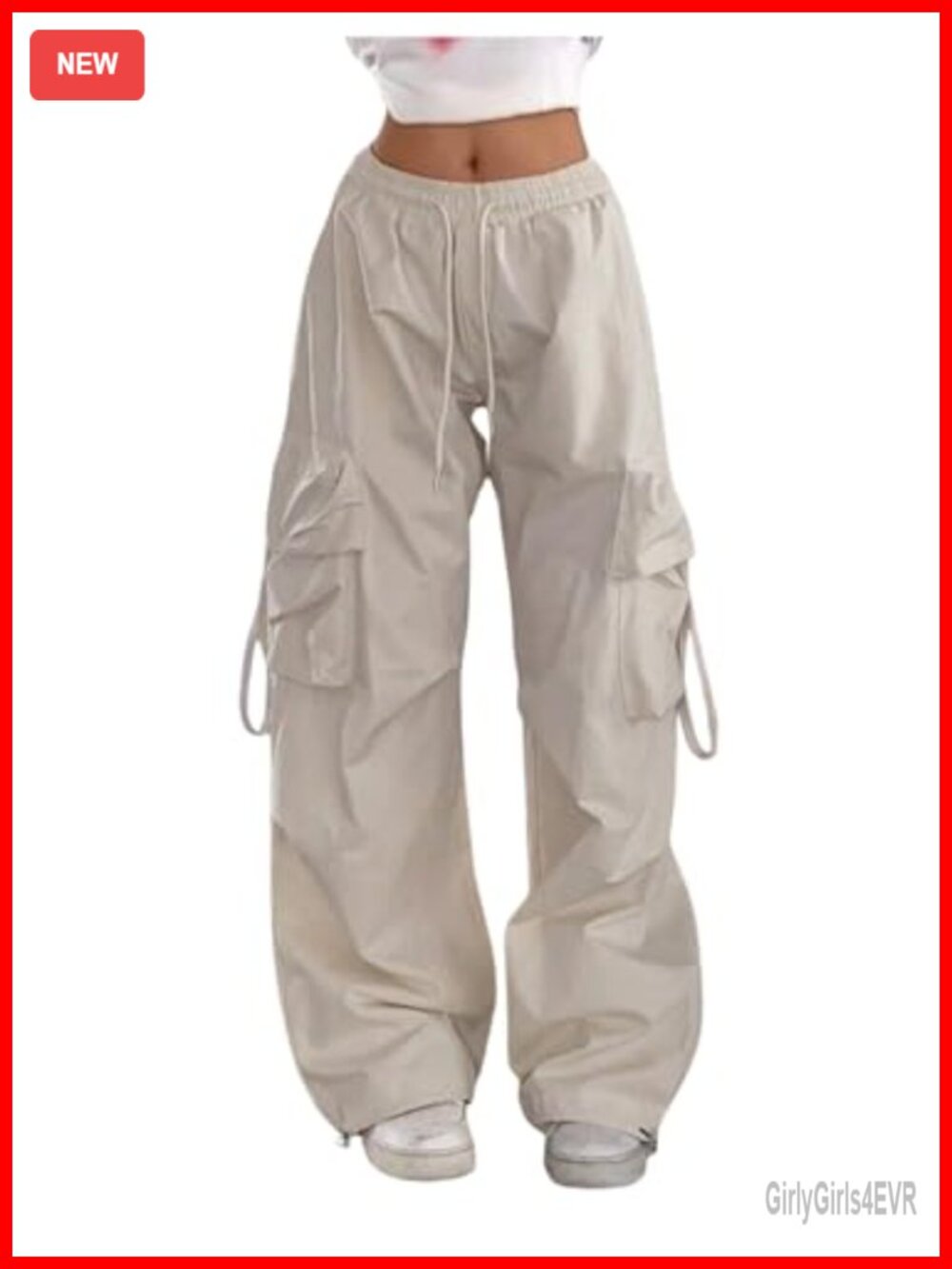 GORGLITTER Parachute Baggy Wide Leg Track Cargo Pants
